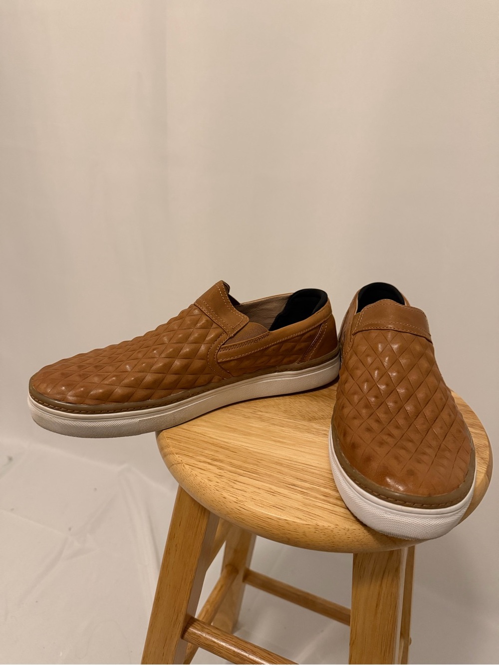 Mark Nason Quilted Slip-On Loafers in Tan Brown
